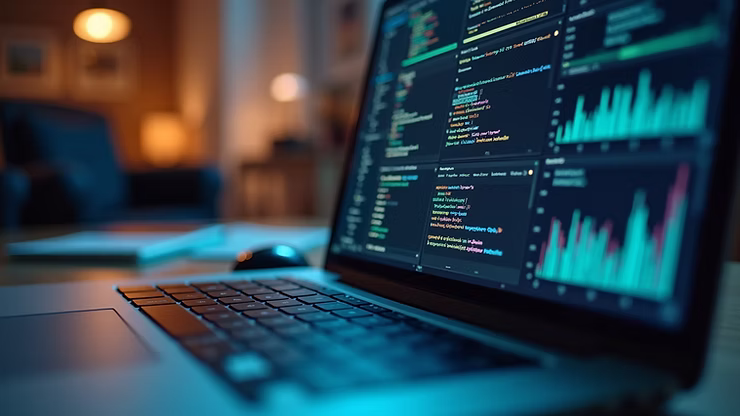 High angle view of software testing tools on a laptop provides insight into automation technologies.