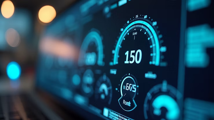 Close-up view of an automated testing dashboard demonstrating various metrics.